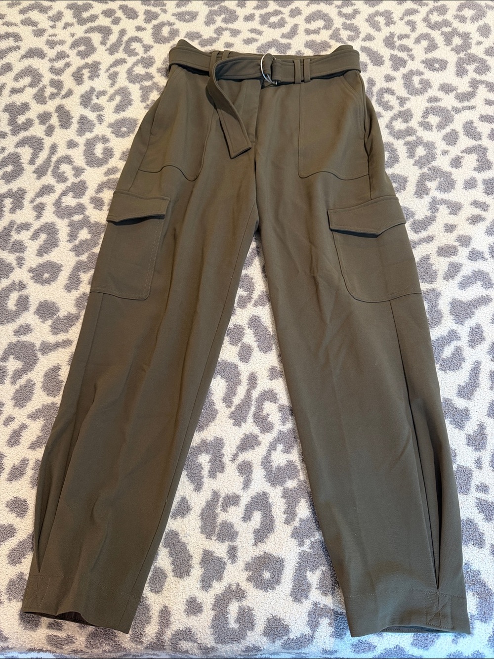Express Olive Utility Cargo Pants with Tie Belt